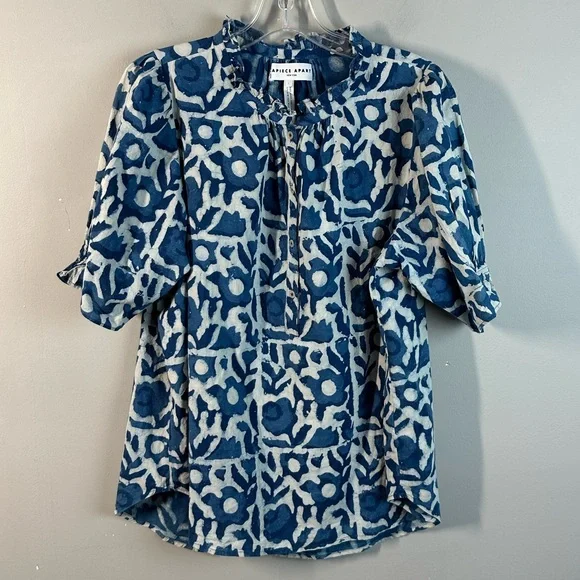 Apiece Apart Lumina Popover Batik Floral Indigo Hand Dyed Cotton Oversized SizeL - Picture 5 of 16